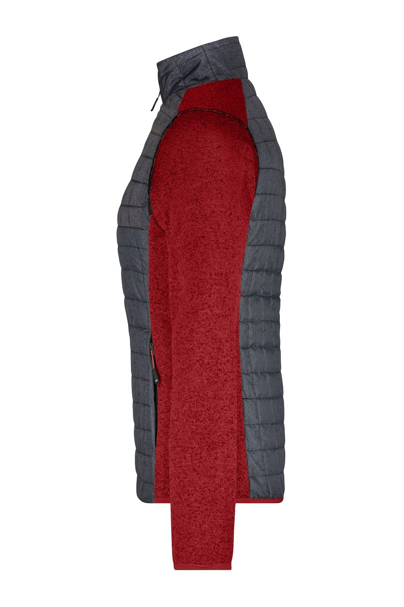 Ladies' Knitted Hybrid Jacket "JN741" in Red-Melange/Anthracite-Melange, Größe 2XL - Daiber