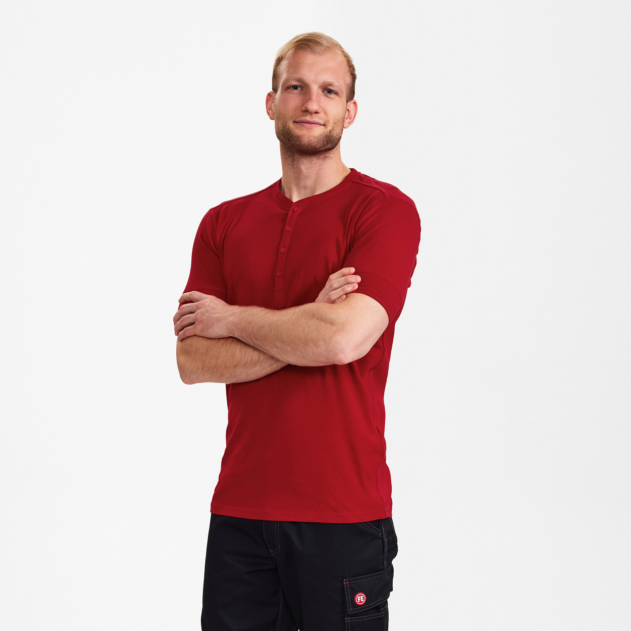 ENGEL Extend Grandad T-Shirt in Tomato Red, Größe 2XL