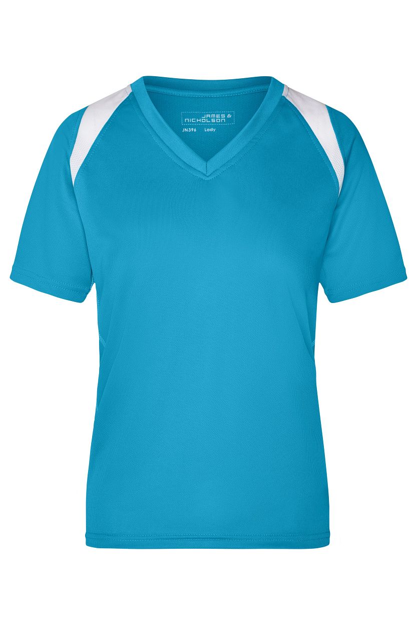 Ladies' Running-T "JN396" in Turquoise/White, Größe 2XL - Daiber