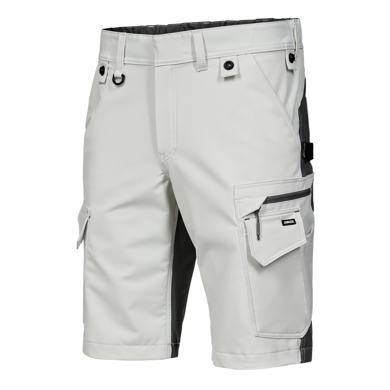 ENGEL Entire Arbeitsshorts mit 4-Wege-Stretch in Bone White / Anthracite Grey, Größe 54