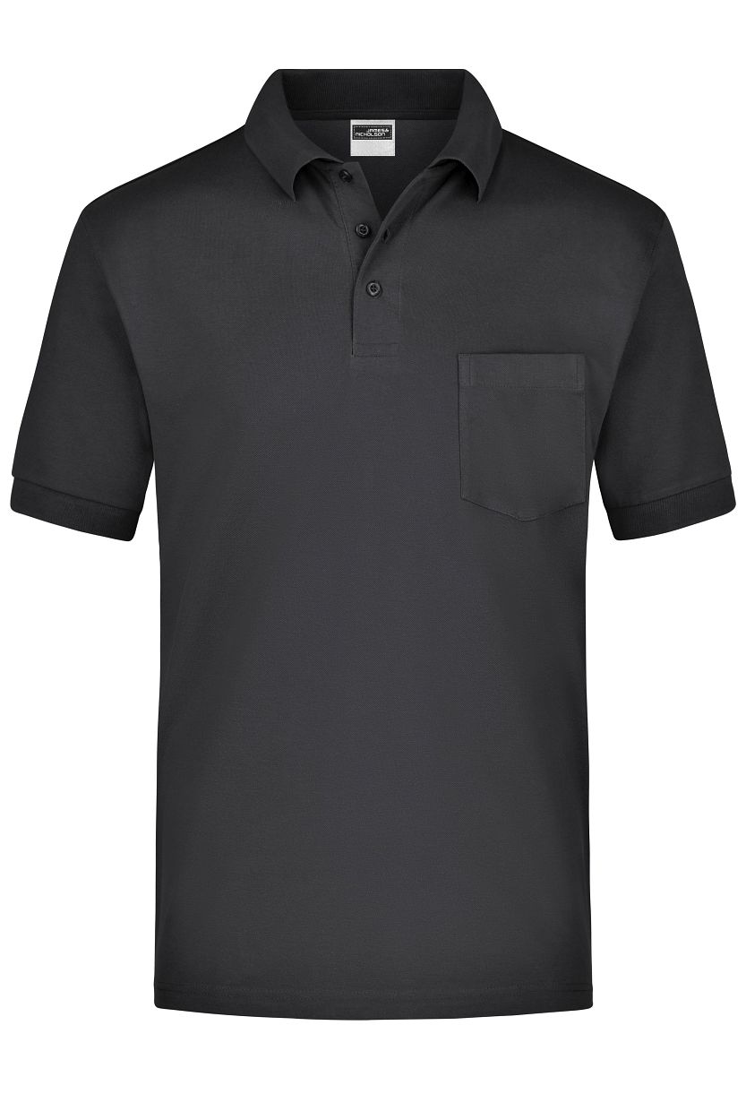 Polo-Piqué Pocket "JN026" in Black, Größe 3XL - Daiber