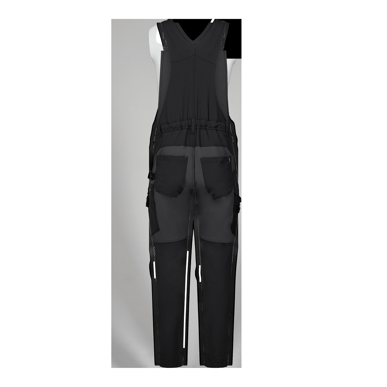 ENGEL Entire Latzhose mit 4-Wege-Stretch in Schwarz/Anthrazit Grau, Größe 26