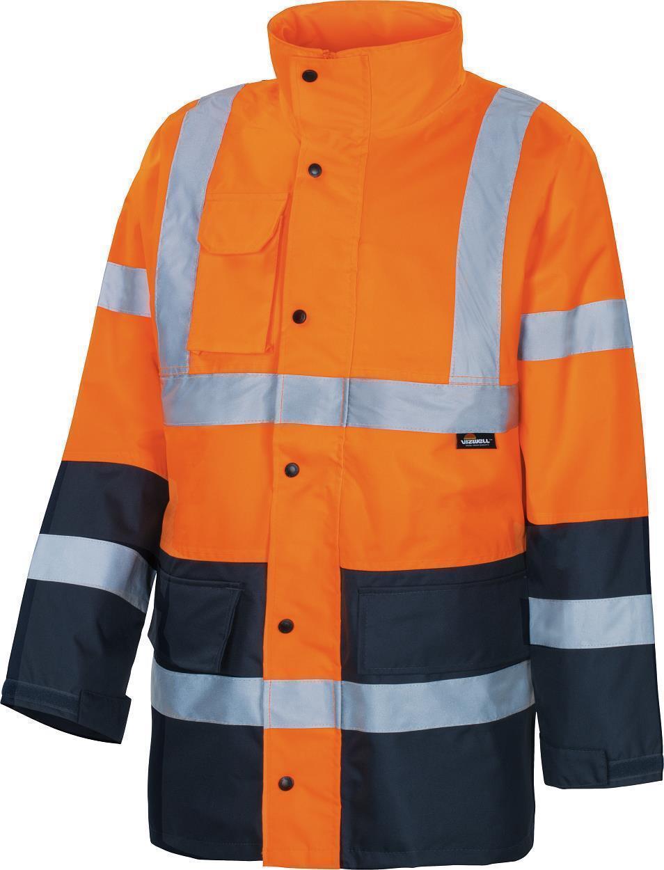 Warnschutz-Kontrast-Regenjacke leuchtorange-marine in Gr. XXL von Vizwell