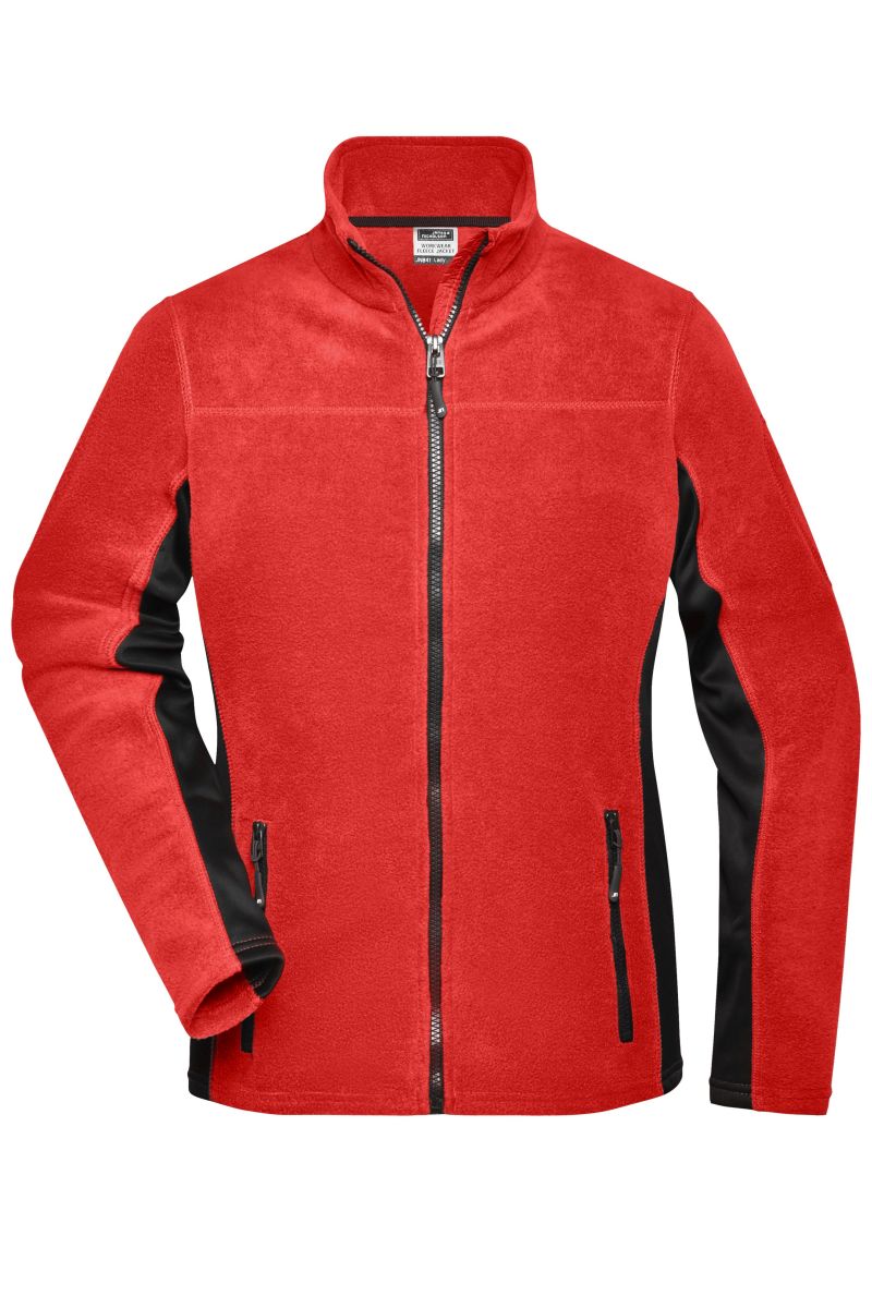 JN841 Damen Workwear Fleece Jacke - STRONG - in Red / Black, Größe XL von James & Nicholson