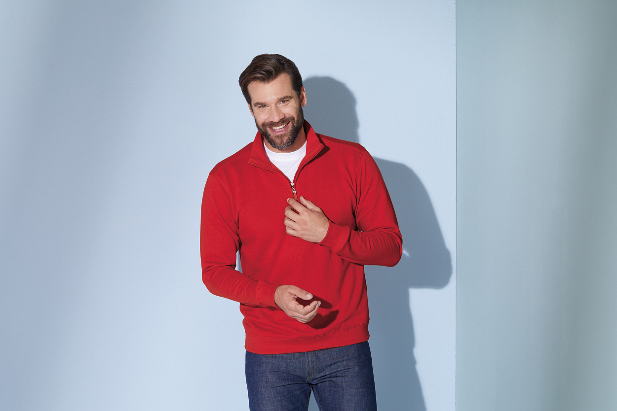 Round-Neck Zip "JN352" in White, Größe 3XL - Daiber