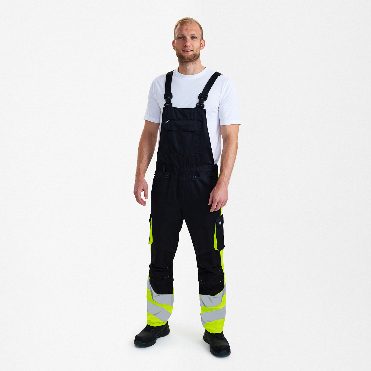 ENGEL Safety Light Latzhose in Schwarz/Gelb, Größe 106
