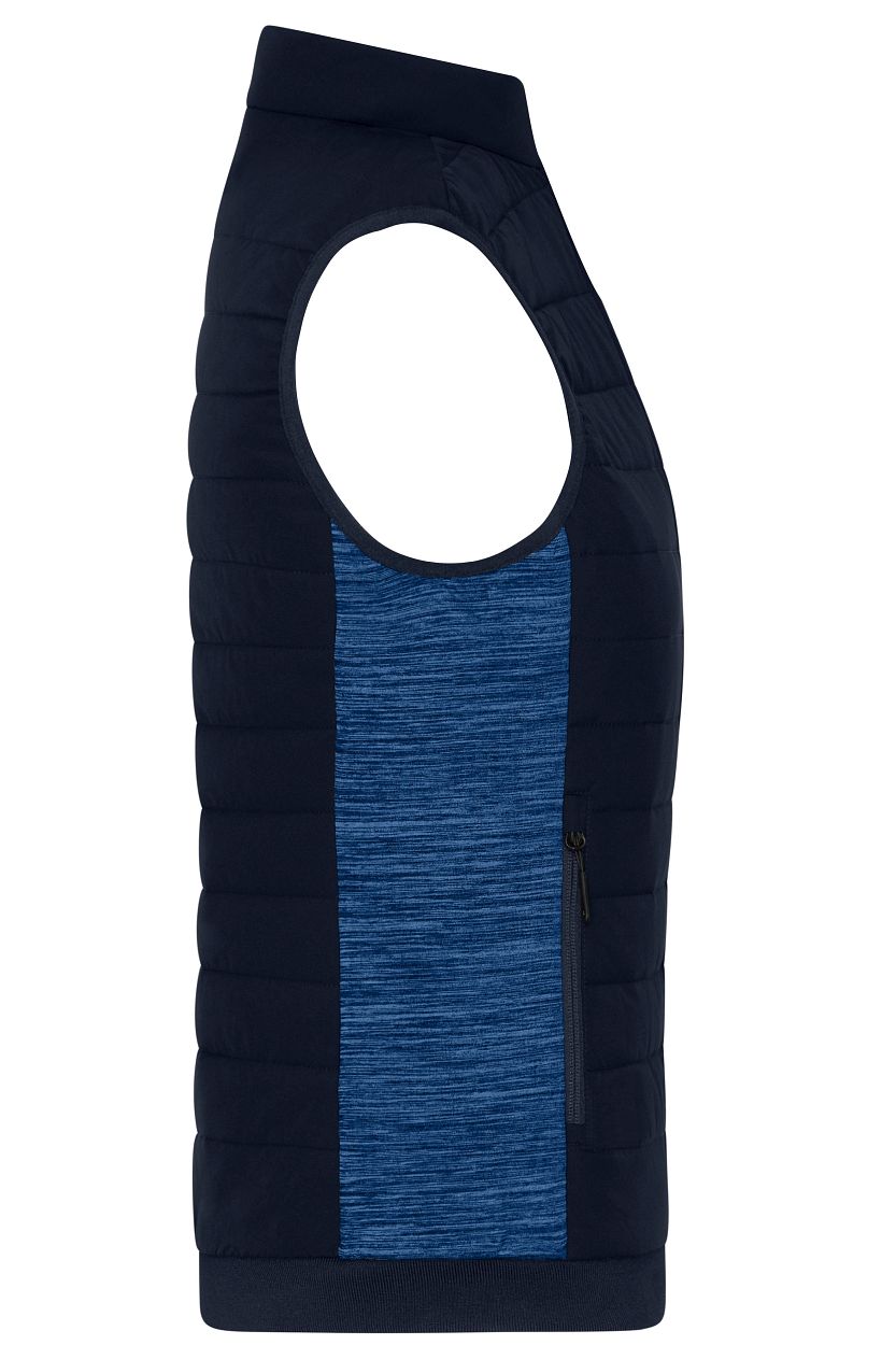 Ladies' Padded Hybrid Vest "JN1863" in Navy/Royal-Melange, Größe 4XL - Daiber