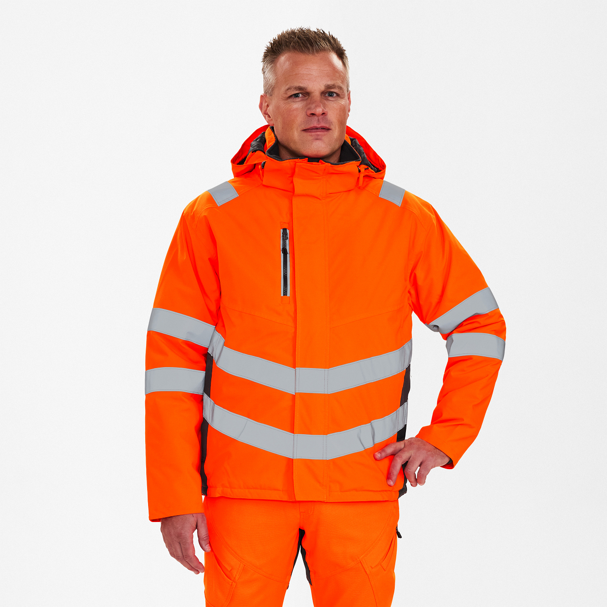 ENGEL Safety Winterjacke in Orange/Anthrazit Grau, Größe XS