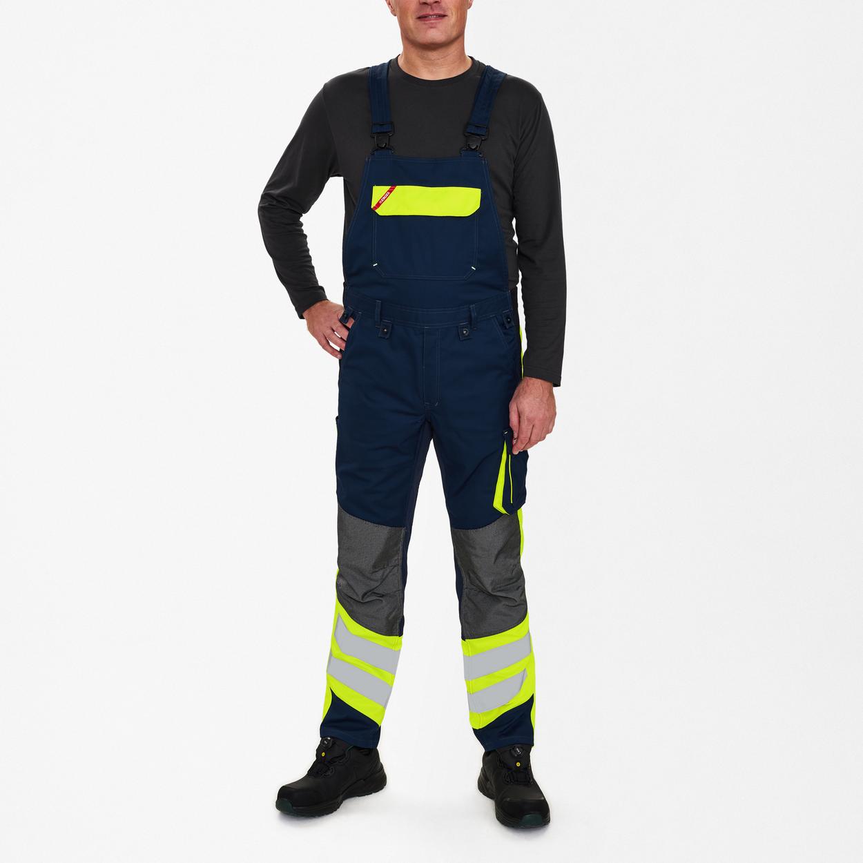 ENGEL Cargo Latzhose in Blue Ink/Gelb, Größe 106