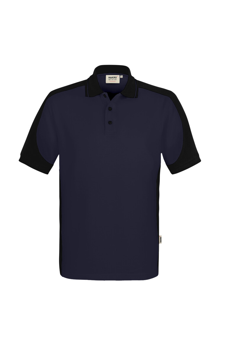 HAKRO 539 Poloshirt Contrast MIKRALINAR® ECO in Tinte/Schwarz, Größe 6XL