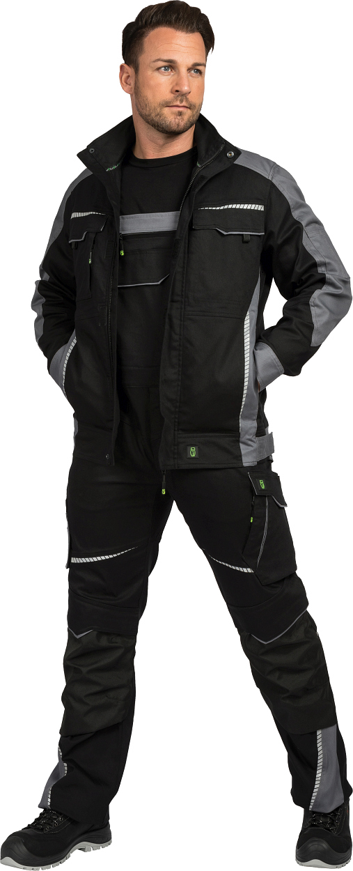 Latzhose FLEXL25 Flex Line in Schwarz/Grau, Gr. 72 von Leibwächter