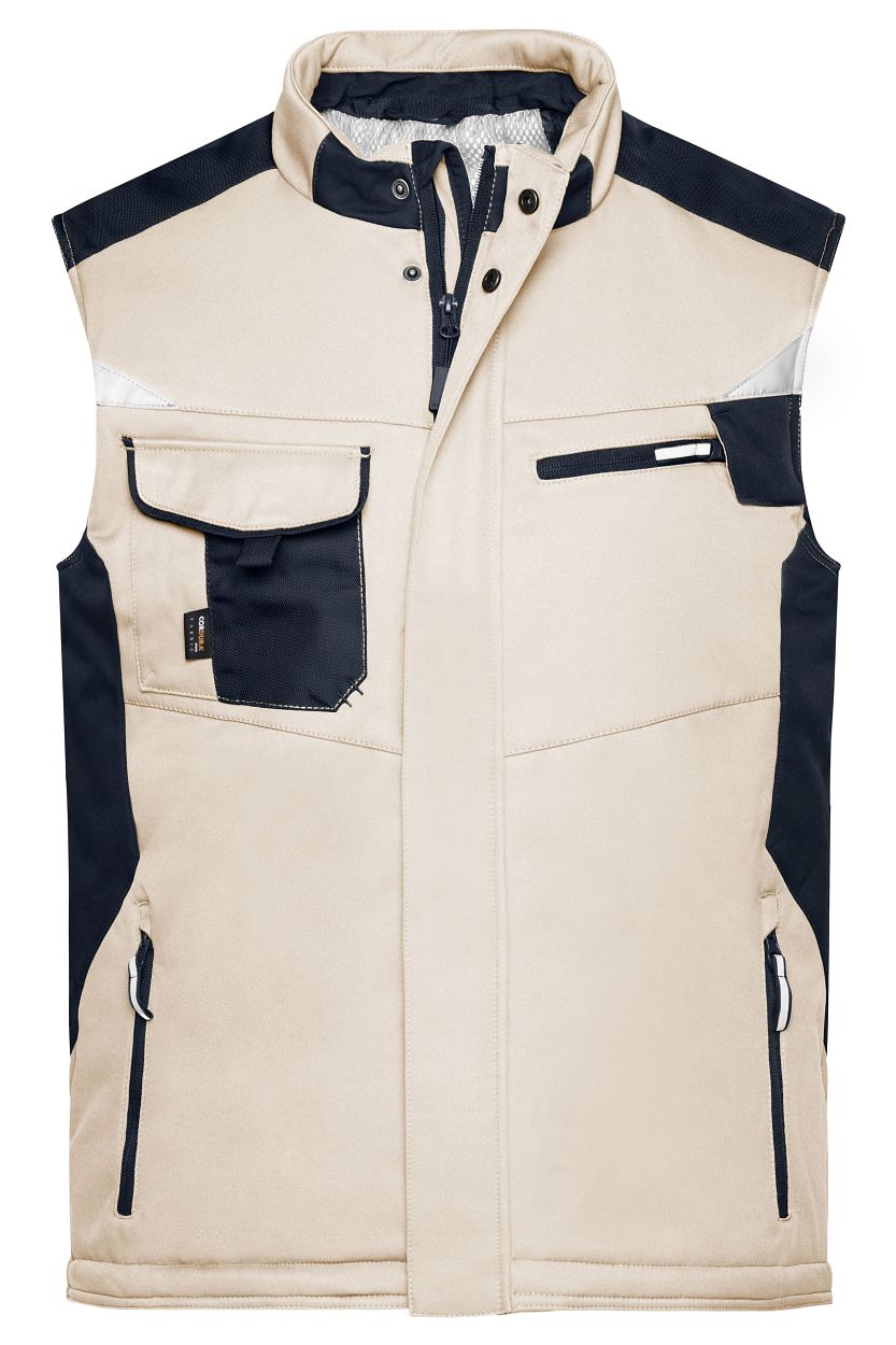 Craftsmen Softshell Vest - STRONG - "JN825" in Stone/Black, Größe 6XL - Daiber