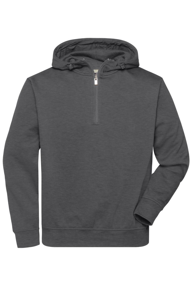 JN839 BIO Workwear-Half Zip Hoody in Dark-Melange, Größe 5XL von James & Nicholson