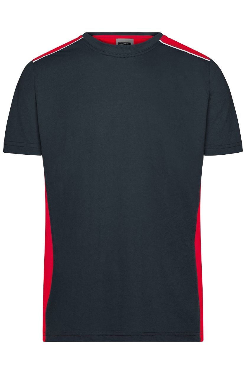 Men's Workwear T-Shirt - COLOR - "JN860" in Carbon/Red, Größe 6XL - Daiber