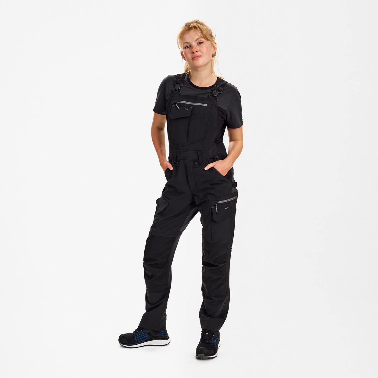 ENGEL Entire Damen Latzhose mit 4-Wege-Stretch in Schwarz/Anthrazit Grau, Größe 48