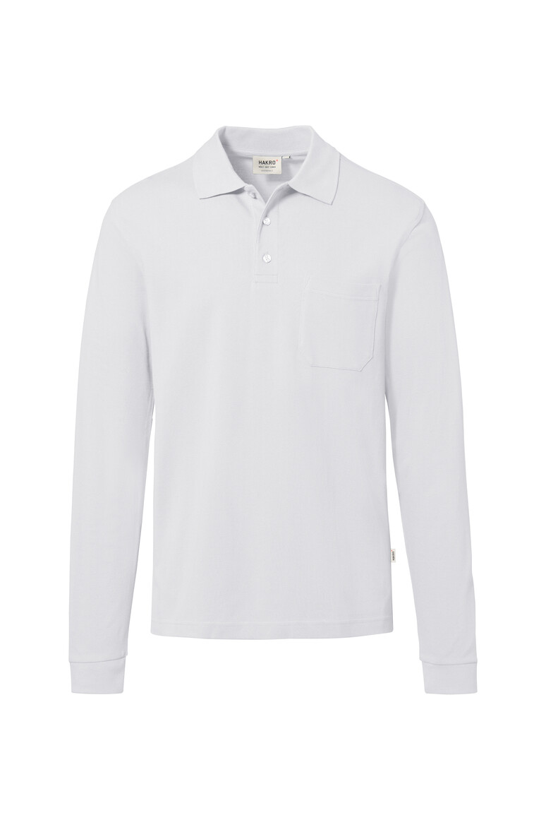 HAKRO 817 Pocket-Longsleeve-Polo MIKRALINAR® ECO in Weiß, Größe 6XL