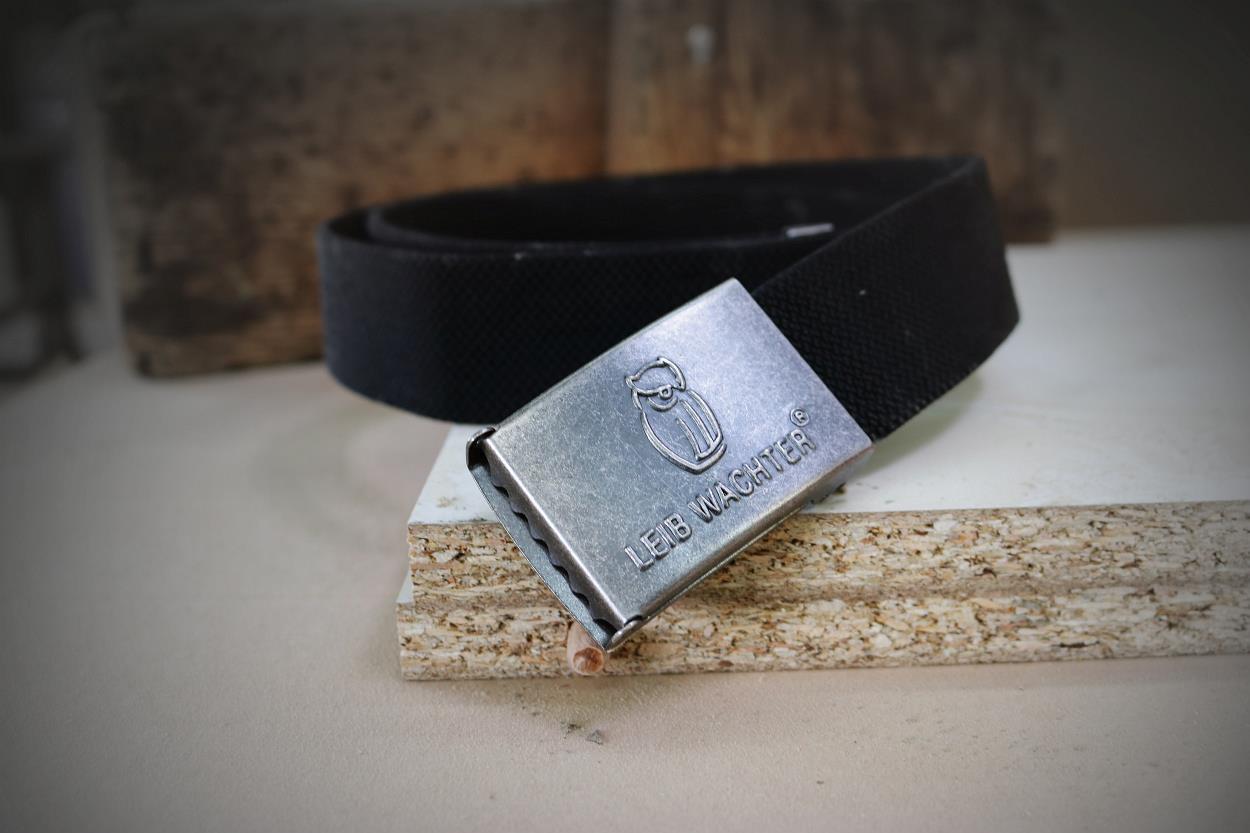 Stretchbandgürtel Schwarz mit Metallkoppel FLEXG70 Länge 90 cm von Leibwächter