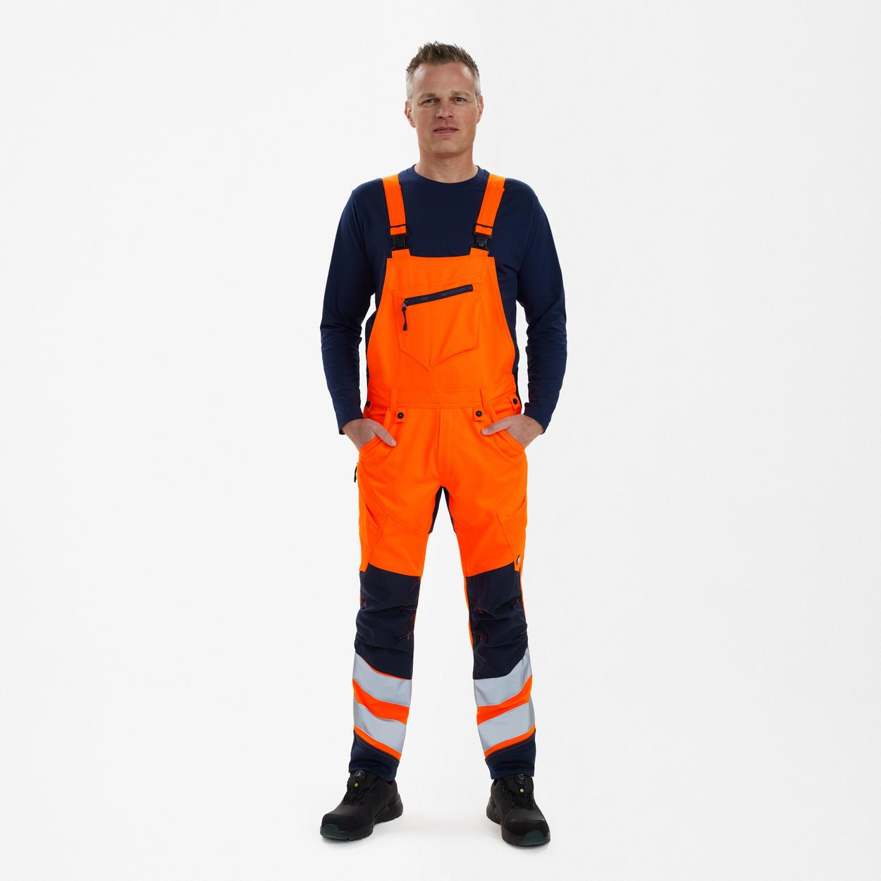 ENGEL Safety Latzhose mit 2-Wege-Stretch in Orange/Blue ink, Größe 26