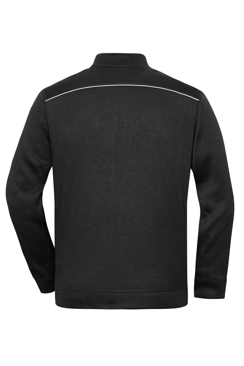 Men's Knitted Workwear Fleece Jacket - SOLID - "JN898" in Black/Black, Größe 6XL - Daiber