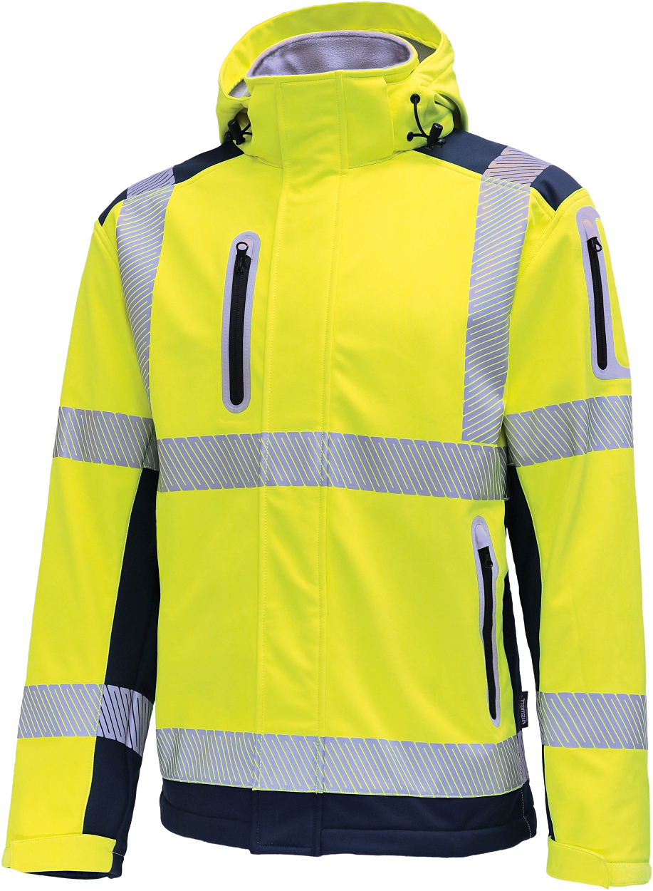 Kontrast-Softshelljacke leuchtgelb-marine in Gr. XXL von Vizwell