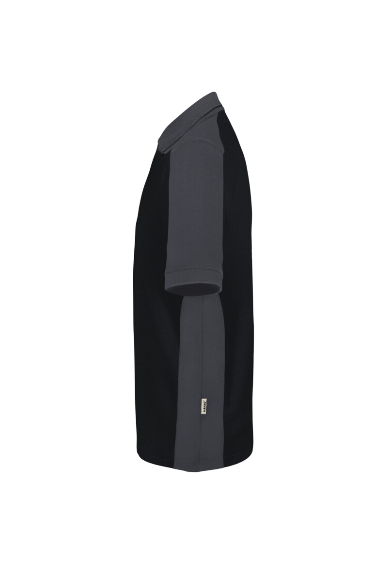 HAKRO 539 Poloshirt Contrast MIKRALINAR® ECO in Schwarz/Karbongrau, Größe 6XL