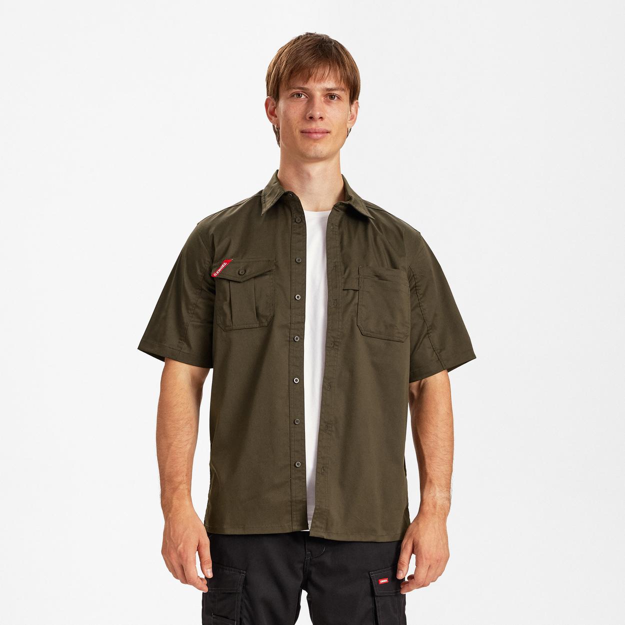 ENGEL Extend kurzärmliges Hemd mit Stretch in Forest Green, Größe XS