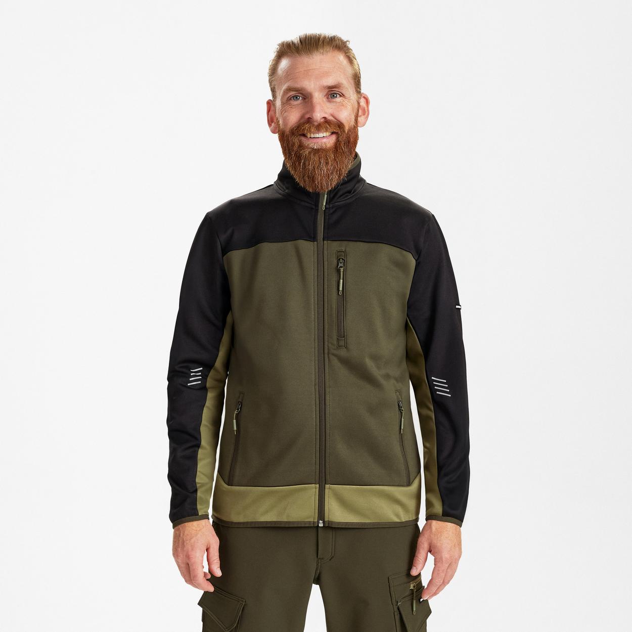 ENGEL Entire Midlayer-Cardigan in Forest Green/Schwarz, Größe XS