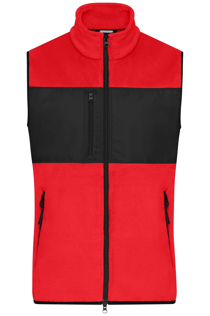Men's Fleece Vest GRS "JN1310" in Red/Black, Größe 3XL - Daiber