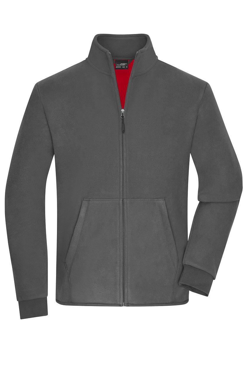 Men's Bonded Fleece Jacket "JN1322" in Carbon/Red, Größe 3XL - Daiber