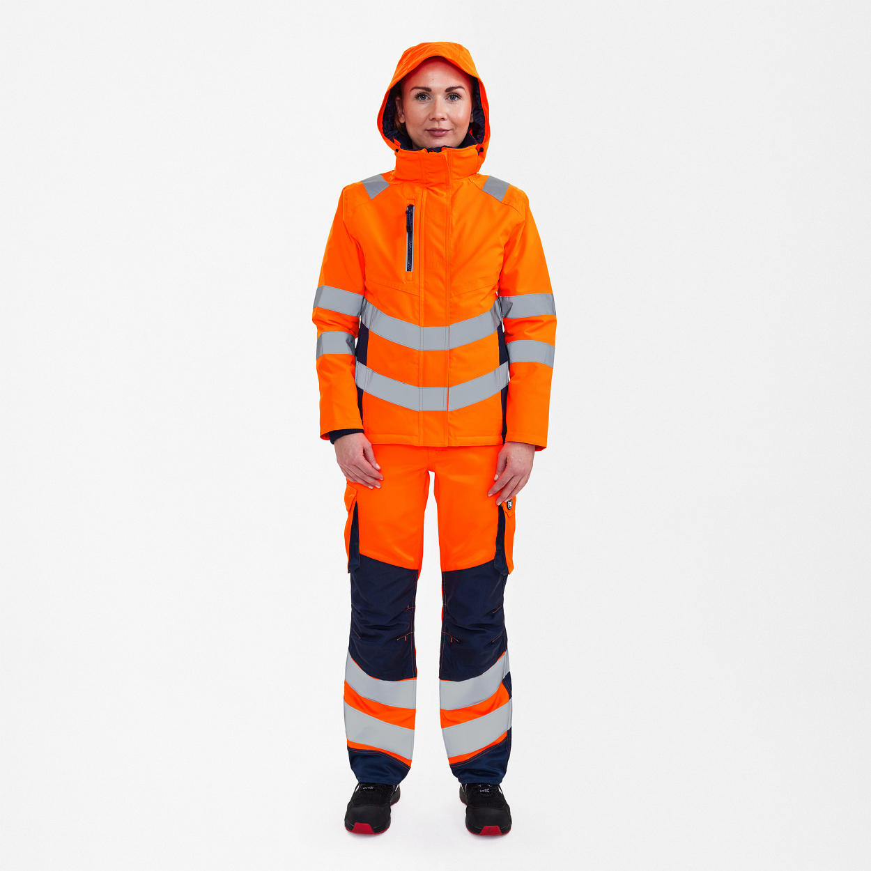 ENGEL Safety Damen Winterjacke in Orange/Blue ink, Größe XS