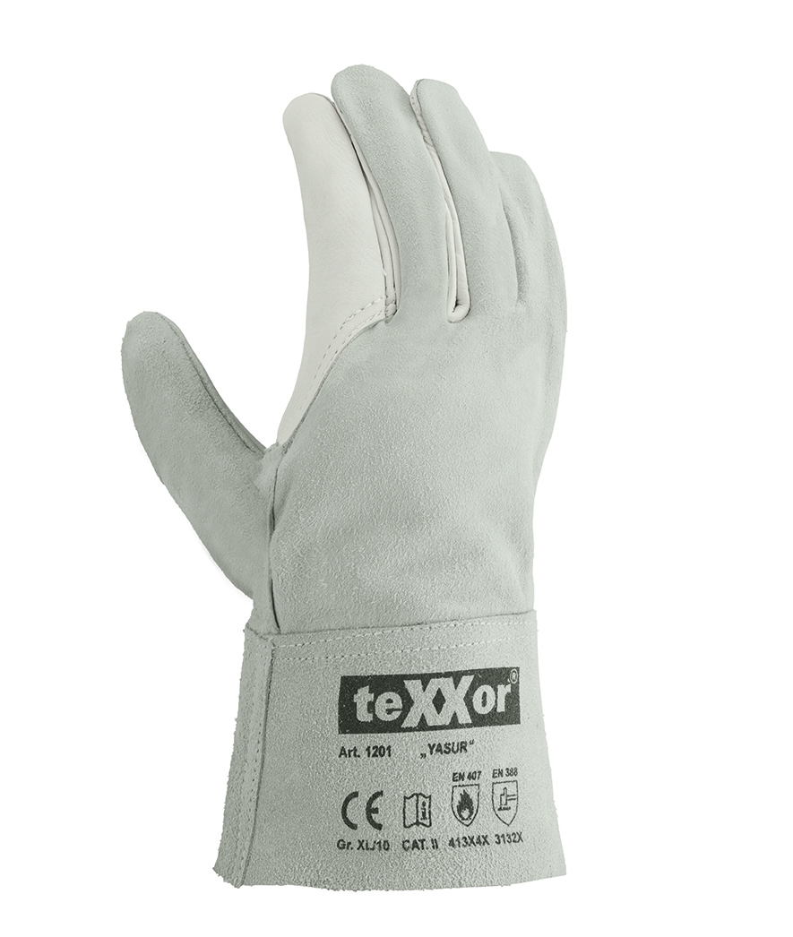 teXXor® Rindvoll-/Spaltleder Handschuhe YASUR in Braun, Größe 10