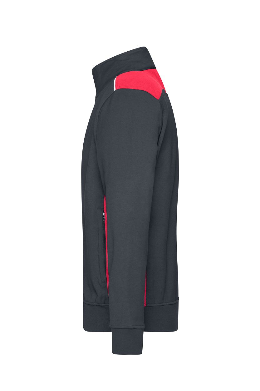 Workwear Sweat Jacket - COLOR - "JN870" in Carbon/Red, Größe 6XL - Daiber