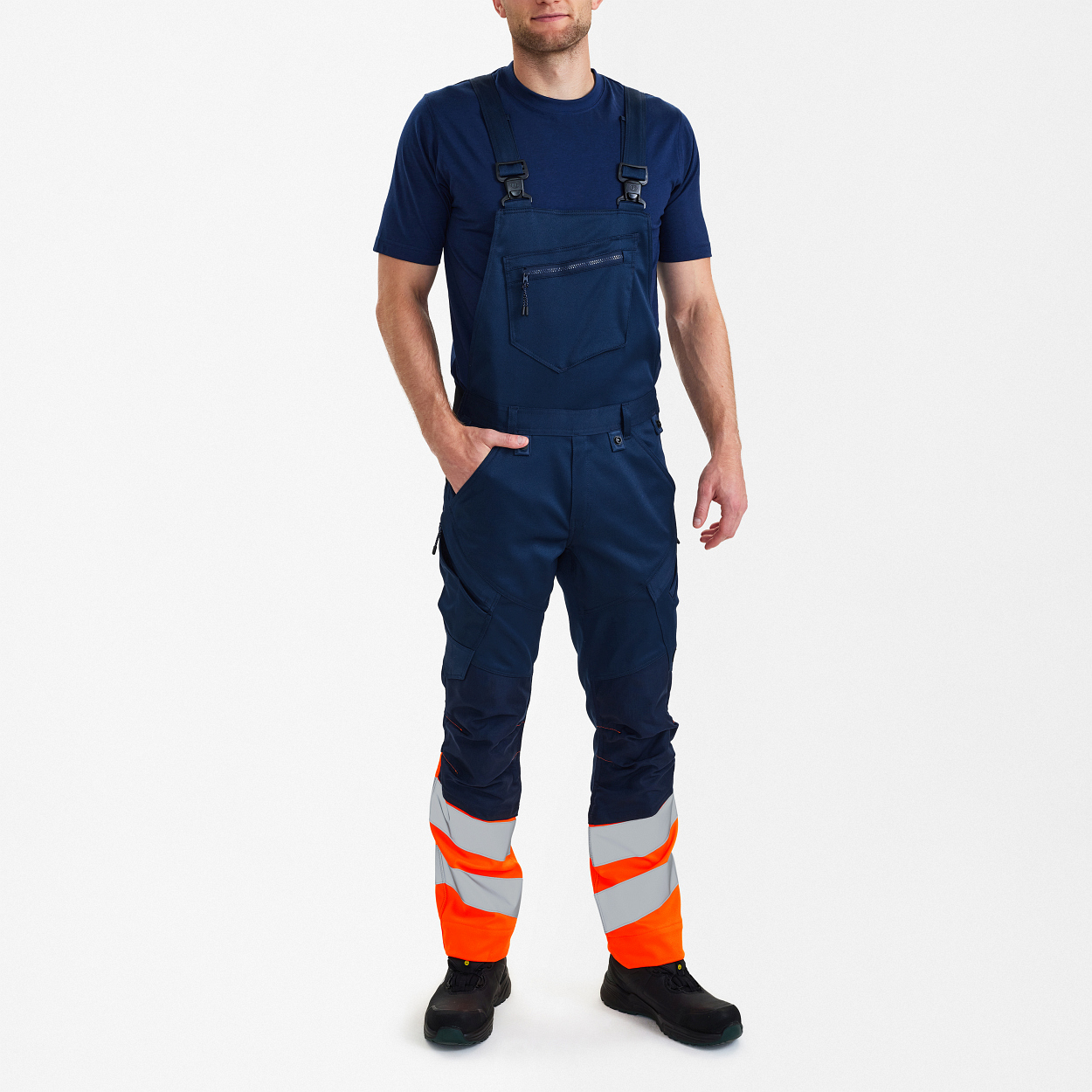 ENGEL Safety Latzhose in Blue Ink/Orange, Größe 26