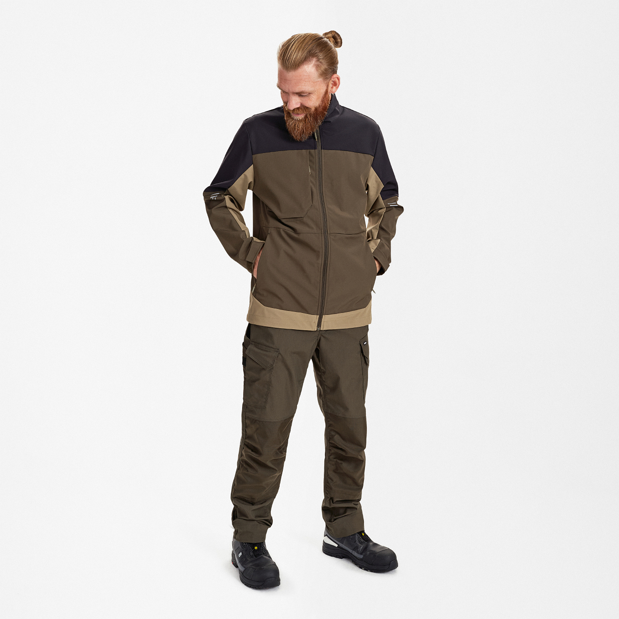 ENGEL Entire Softshelljacke in Forest Green/Schwarz, Größe XS