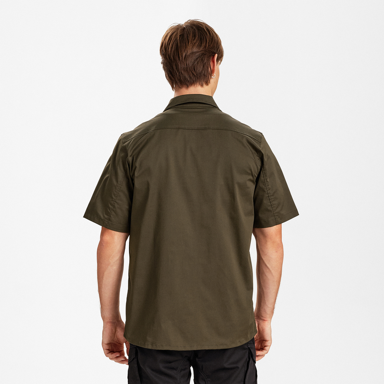 ENGEL Extend kurzärmliges Arbeitshemd mit Stretch in Forest Green, Größe XS