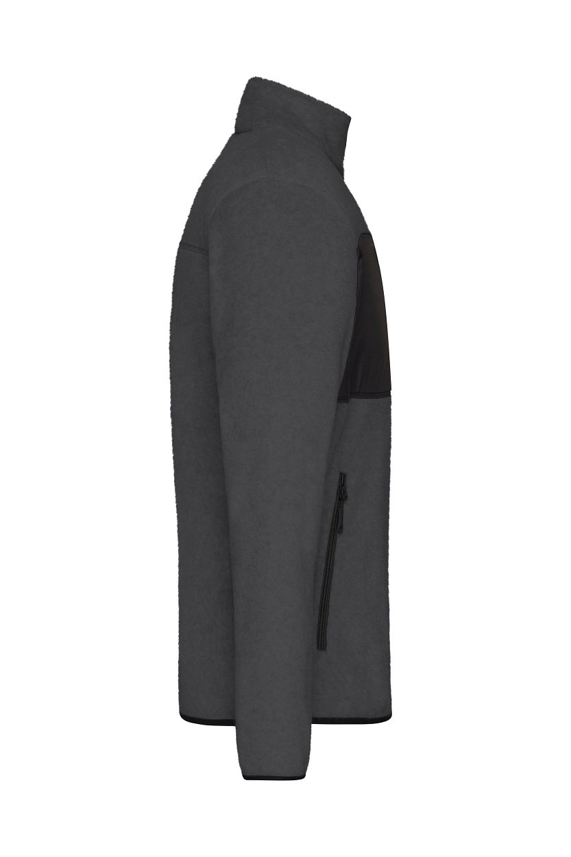 Men's Fleece Jacket GRS "JN1312" in Dark-Melange/Black, Größe 3XL - Daiber