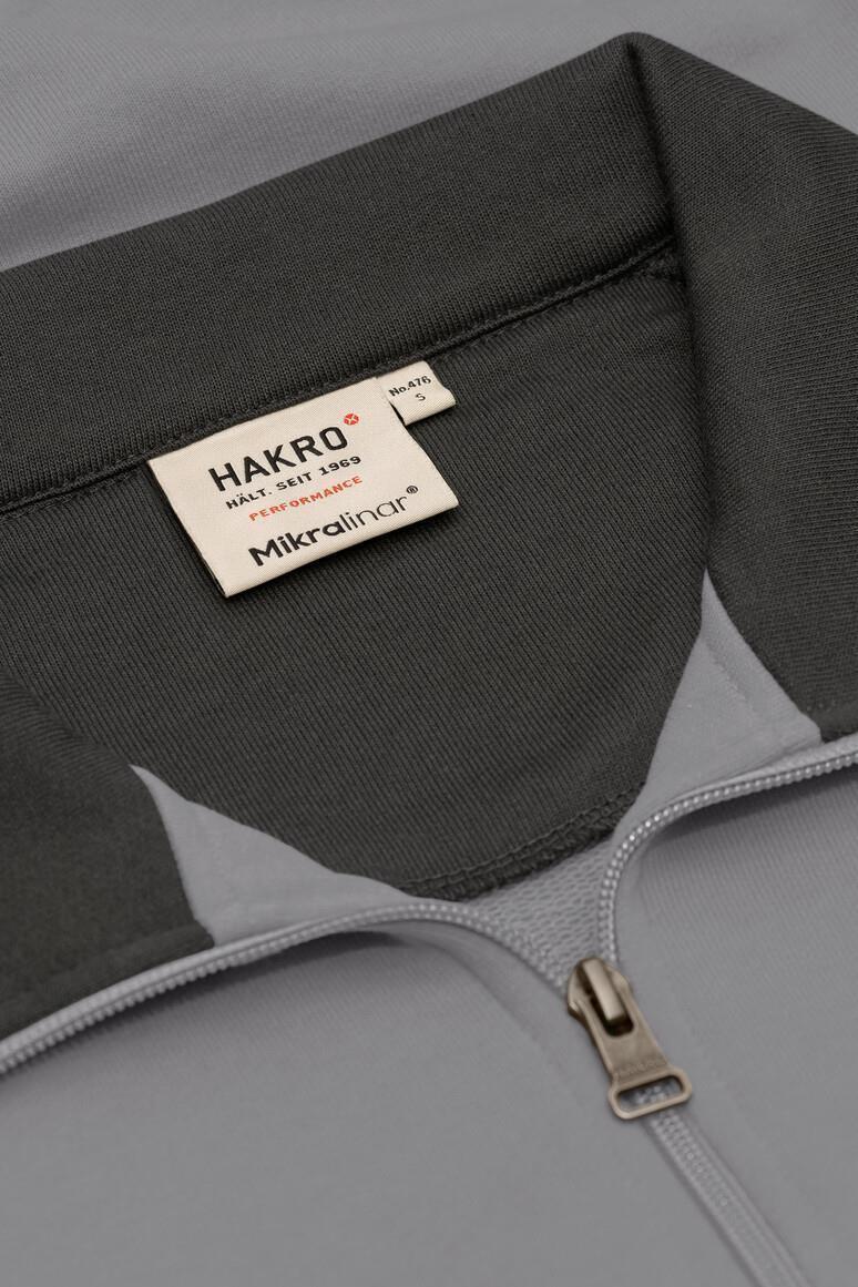 HAKRO 476 Zip-Sweatshirt Contrast MIKRALINAR® in Titan/Anthrazit, Größe 6XL