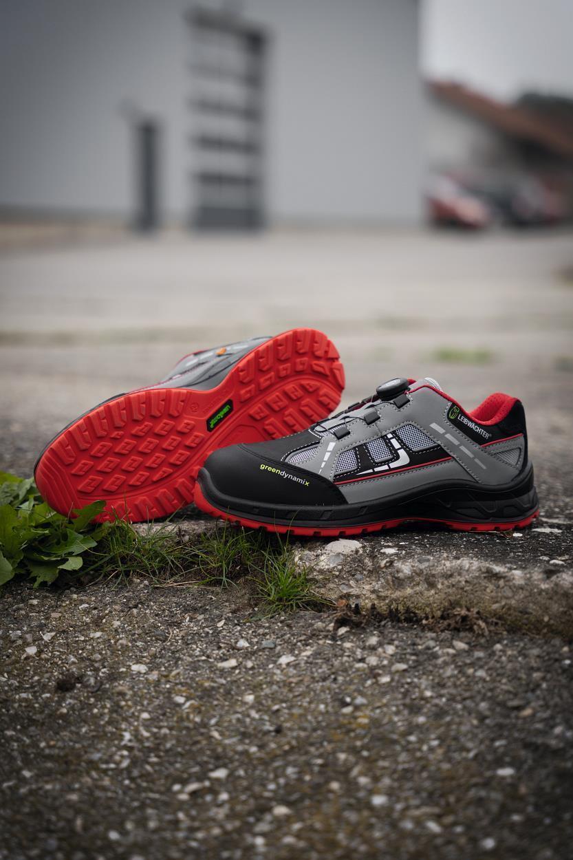 Halbschuh L1285 Dublin in Grau/Schwarz/Rot, Gr. 47 von Leibwächter