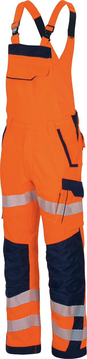 Latzhose Flex-HiVis leuchtorange-marine in Gr. 98 von Vizwell