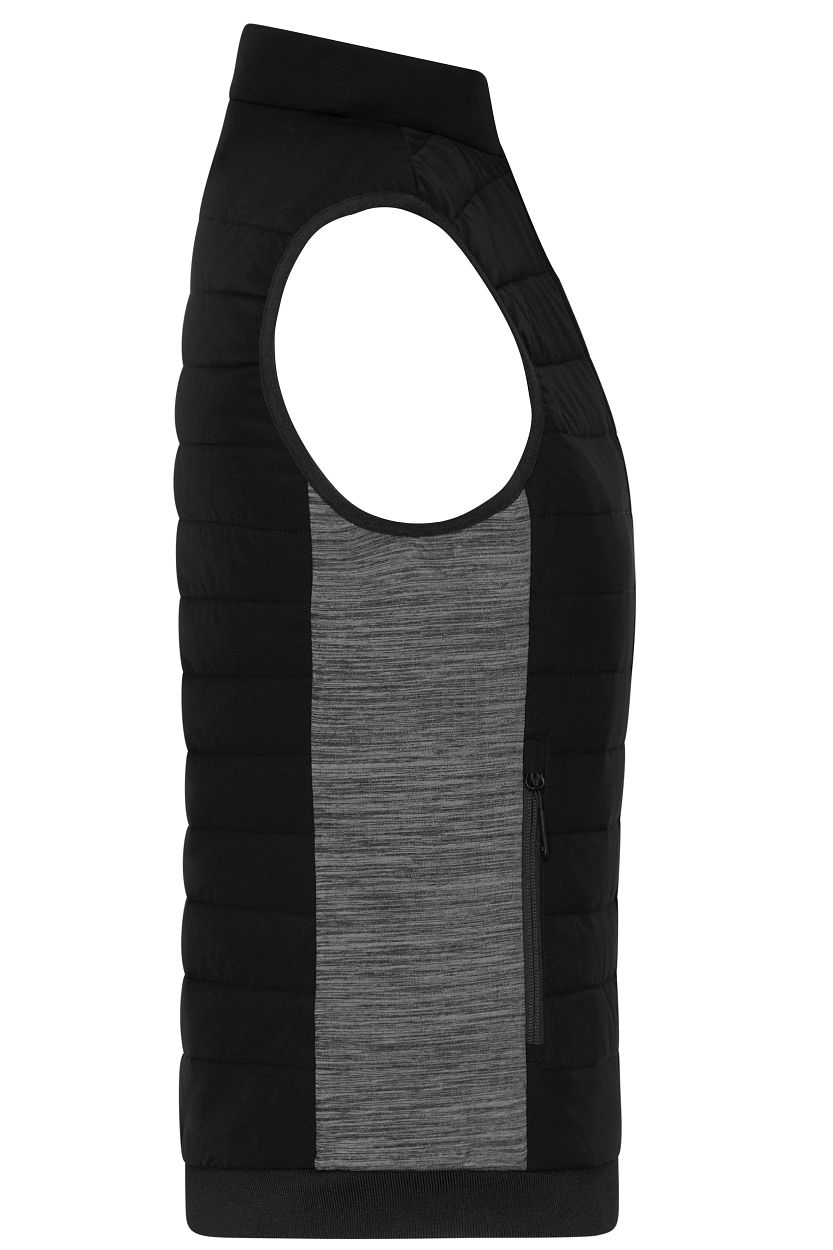 Ladies' Padded Hybrid Vest "JN1863" in Black/Carbon-Melange, Größe 4XL - Daiber