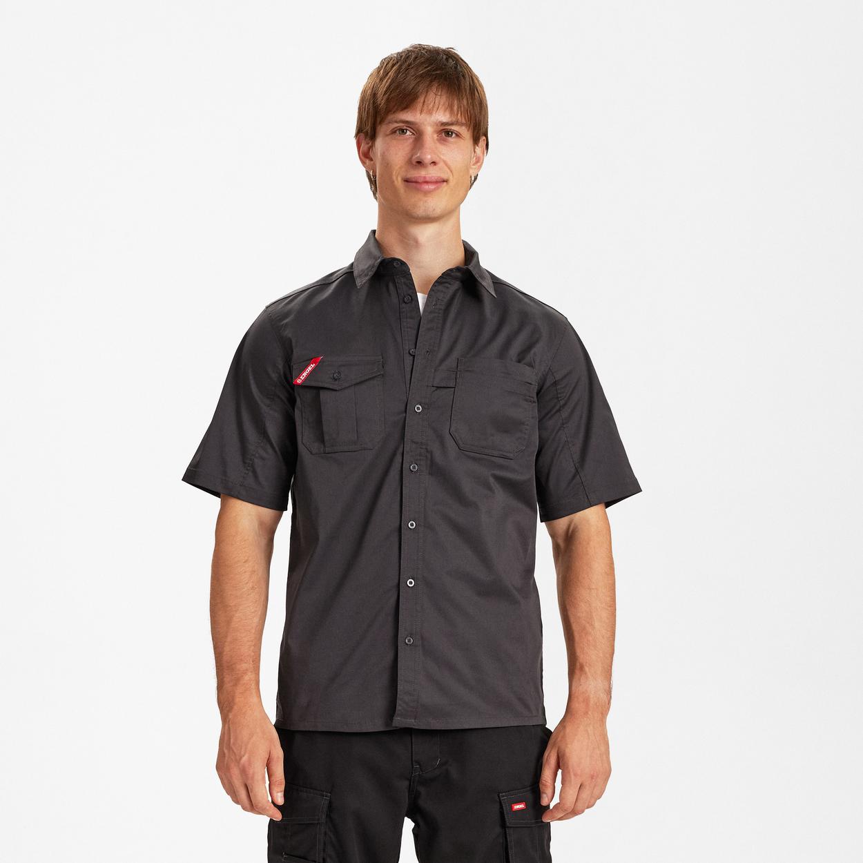 ENGEL Extend kurzärmliges Hemd mit Stretch in Anthrazit Grau, Größe XS