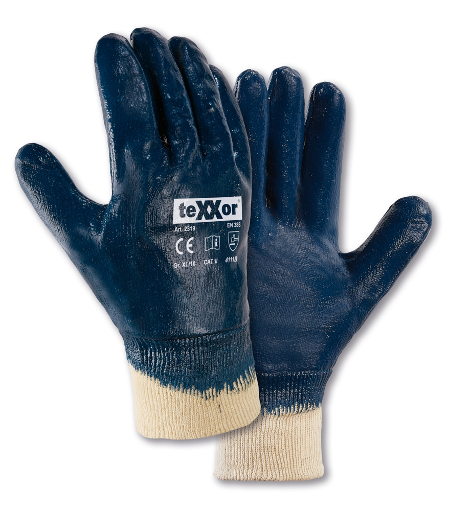 teXXor® Nitril-Handschuhe STRICKBUND in Braun, Größe 11