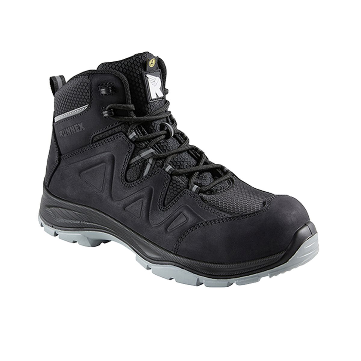 RUNNEX® S3S-ESD Sicherheitsschnürstiefel SmartStar in Schwarz / Grau, Gr. 41