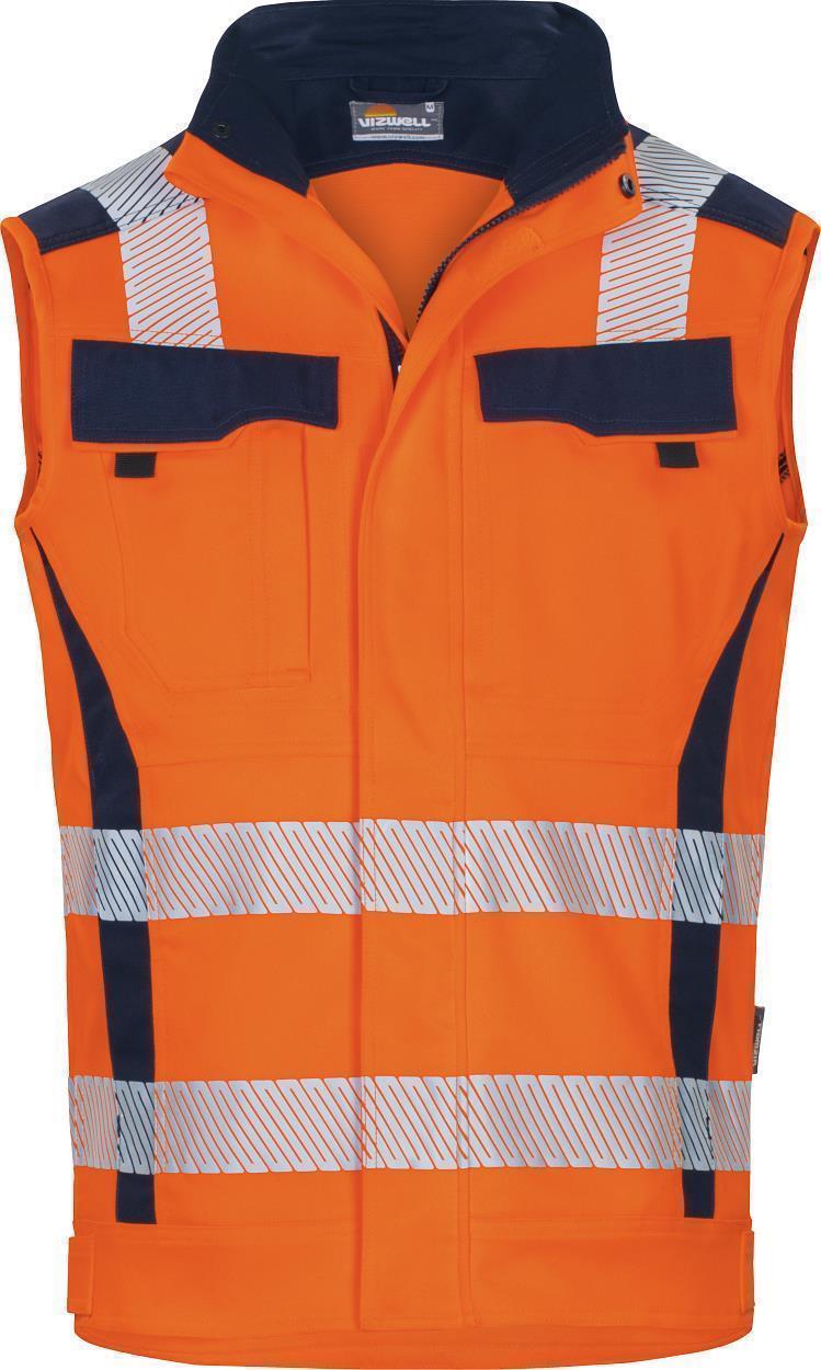 Weste Flex-HiVis leuchtorange-marine in Gr. XXL von Vizwell