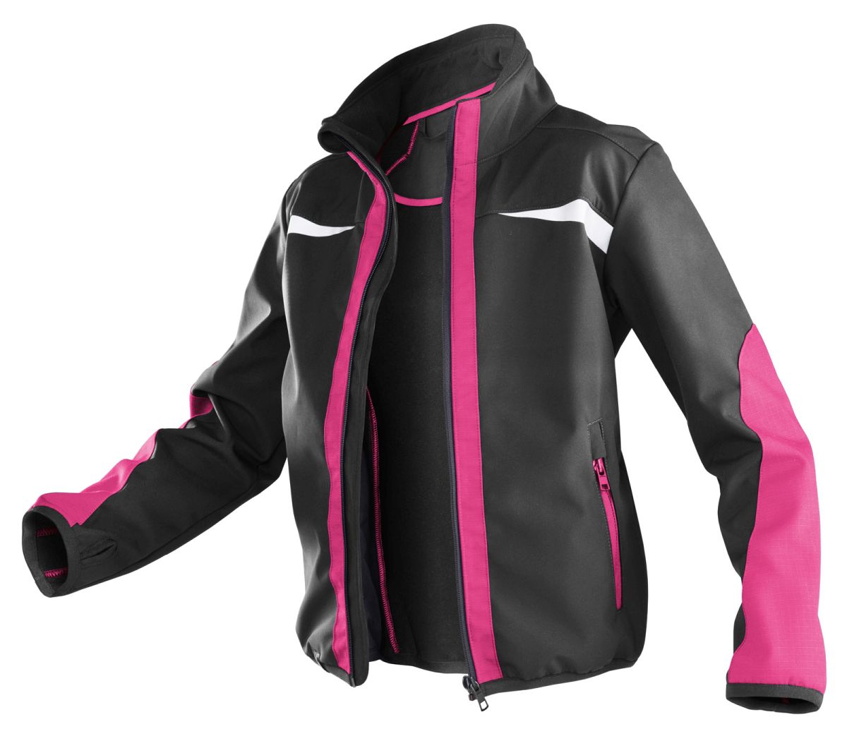 KÜBLER KIDZ Kinder-Softshell Jacke in Schwarz / Pink, Größe 122-128