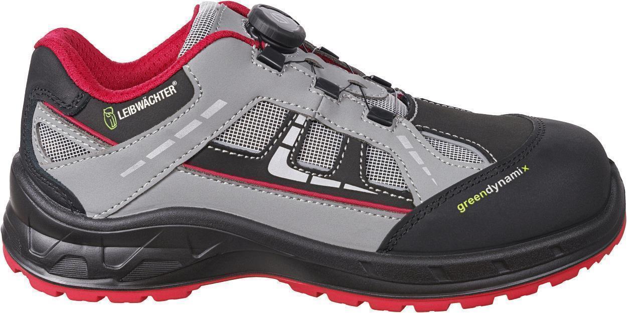 Halbschuh L1285 Dublin in Grau/Schwarz/Rot, Gr. 47 von Leibwächter