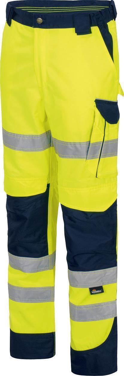 Warnschutz-Kontrast-Bundhose leuchtgelb-marine in Gr. 98 von Vizwell