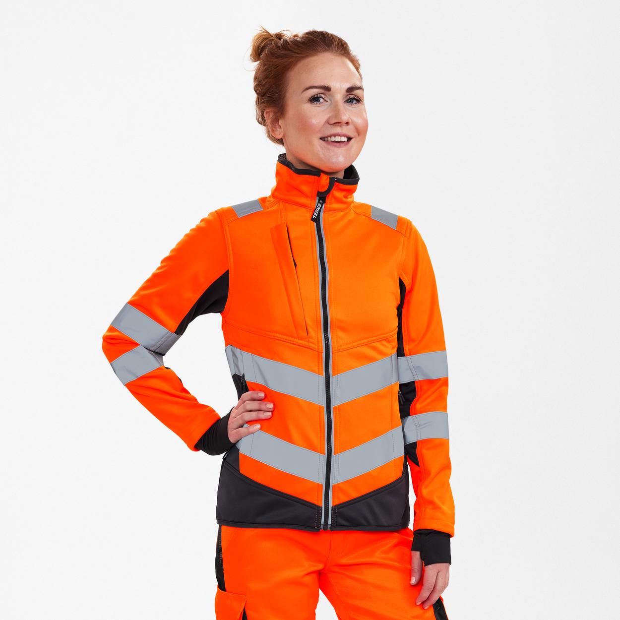 ENGEL Safety Damen Softshelljacke in Orange/Anthrazit Grau, Größe 2XL