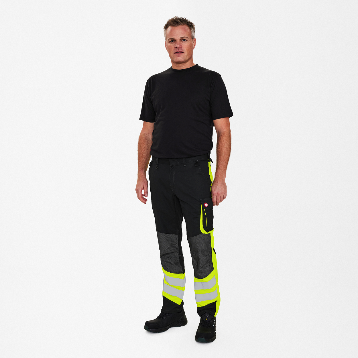 ENGEL Cargo Hose in Schwarz/Gelb, Größe 106