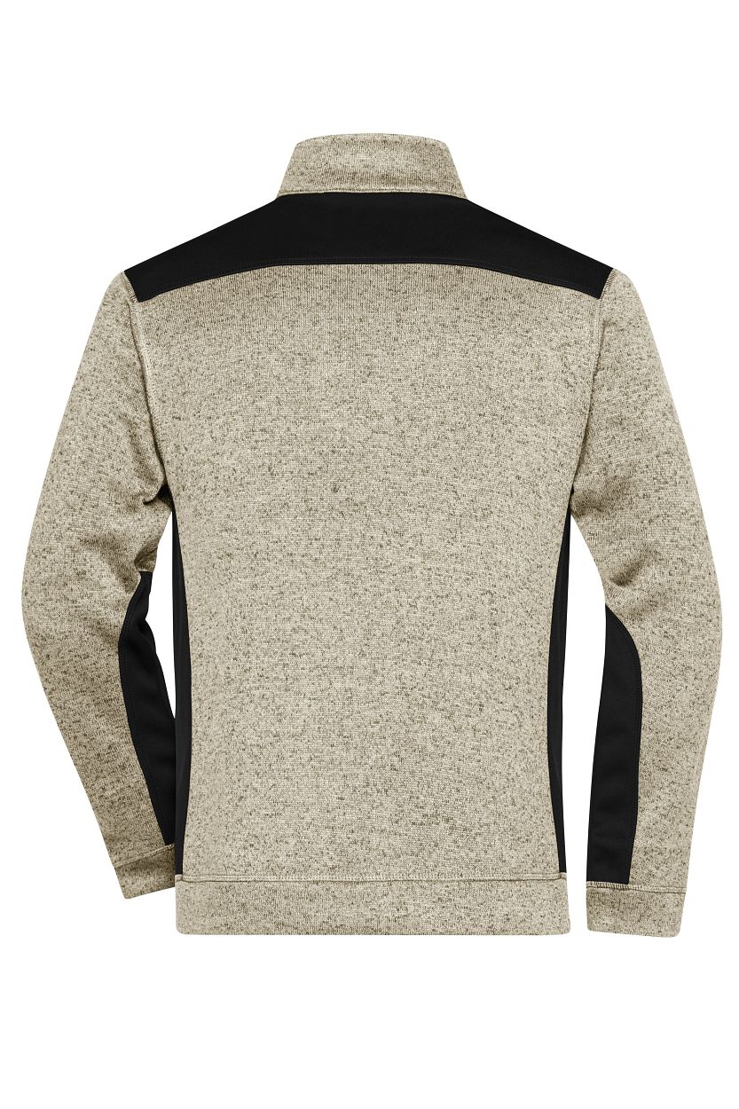 Men's Knitted Workwear Fleece Jacket - STRONG - "JN862" in Stone-Melange/Black, Größe 6XL - Daiber